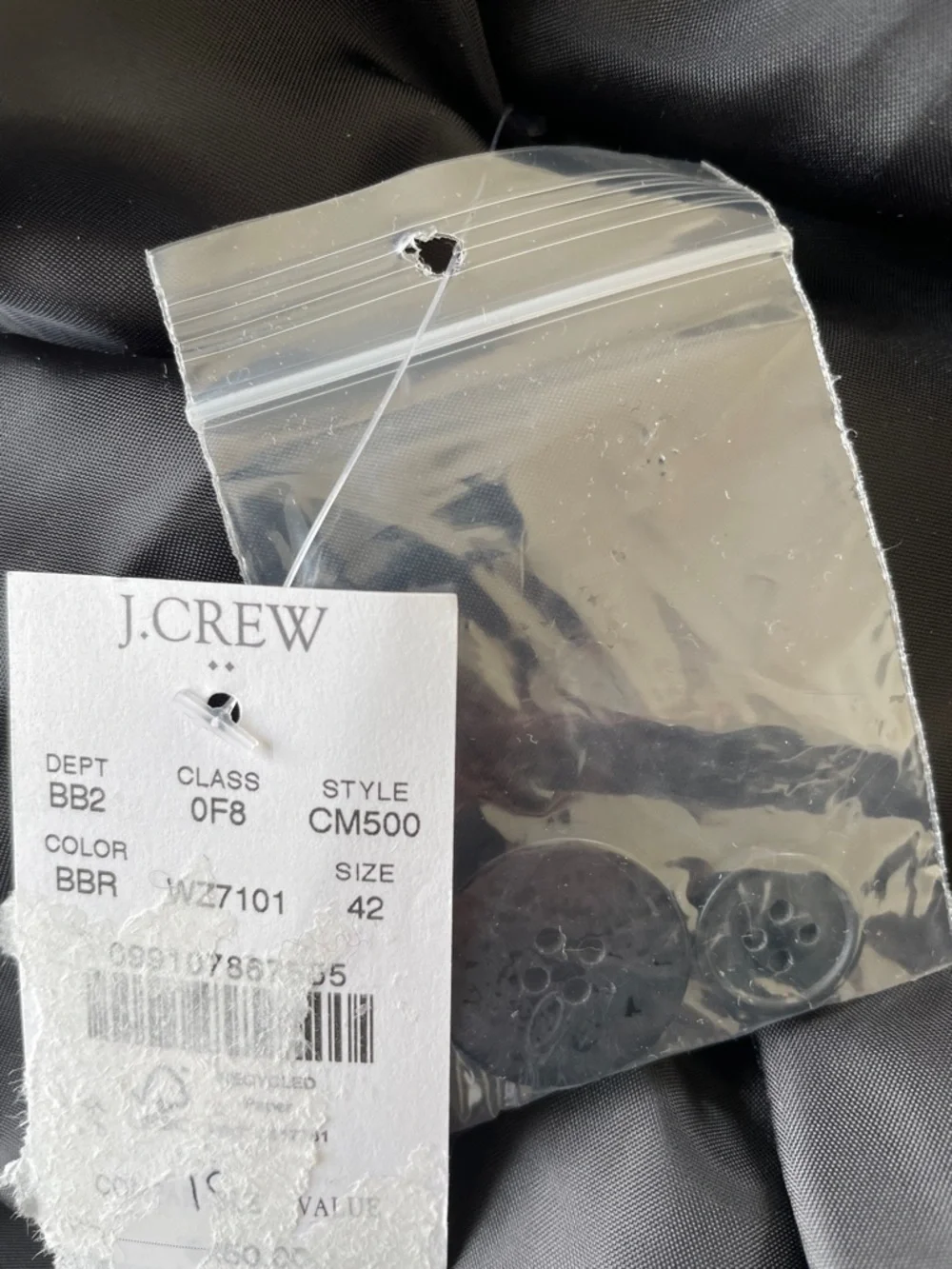 J. Crew Men's Wool Blend Overcoat‎ Black Brown Size 42 NEW